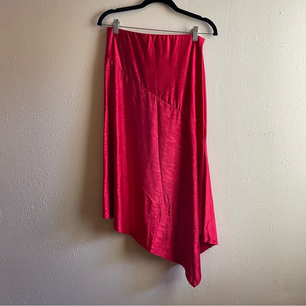 ZARA - Red Assymetrical Hem Skirt, sized M